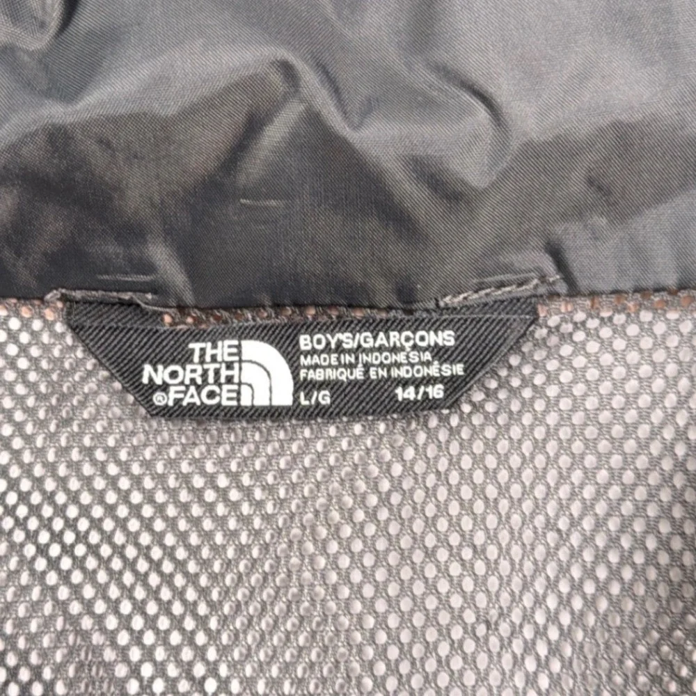 The North Face Rain Jacket Boys L 14/16 Grey DryVent Hooded Colorblock Coat